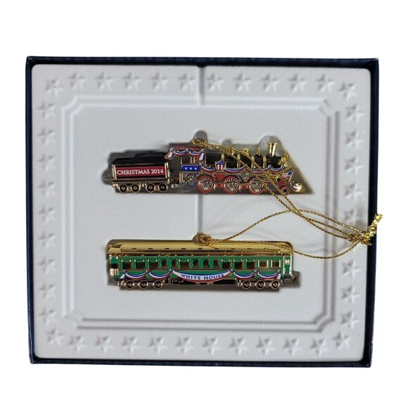 White House Historical Association Christmas Trains Ornament Harding Gold 2014 - Picture 2 of 6